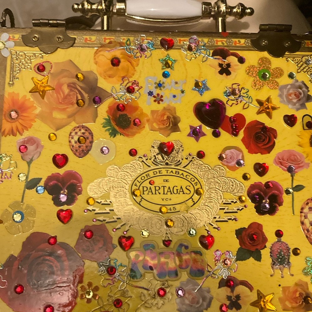 Floral Embellished Yellow Handbag